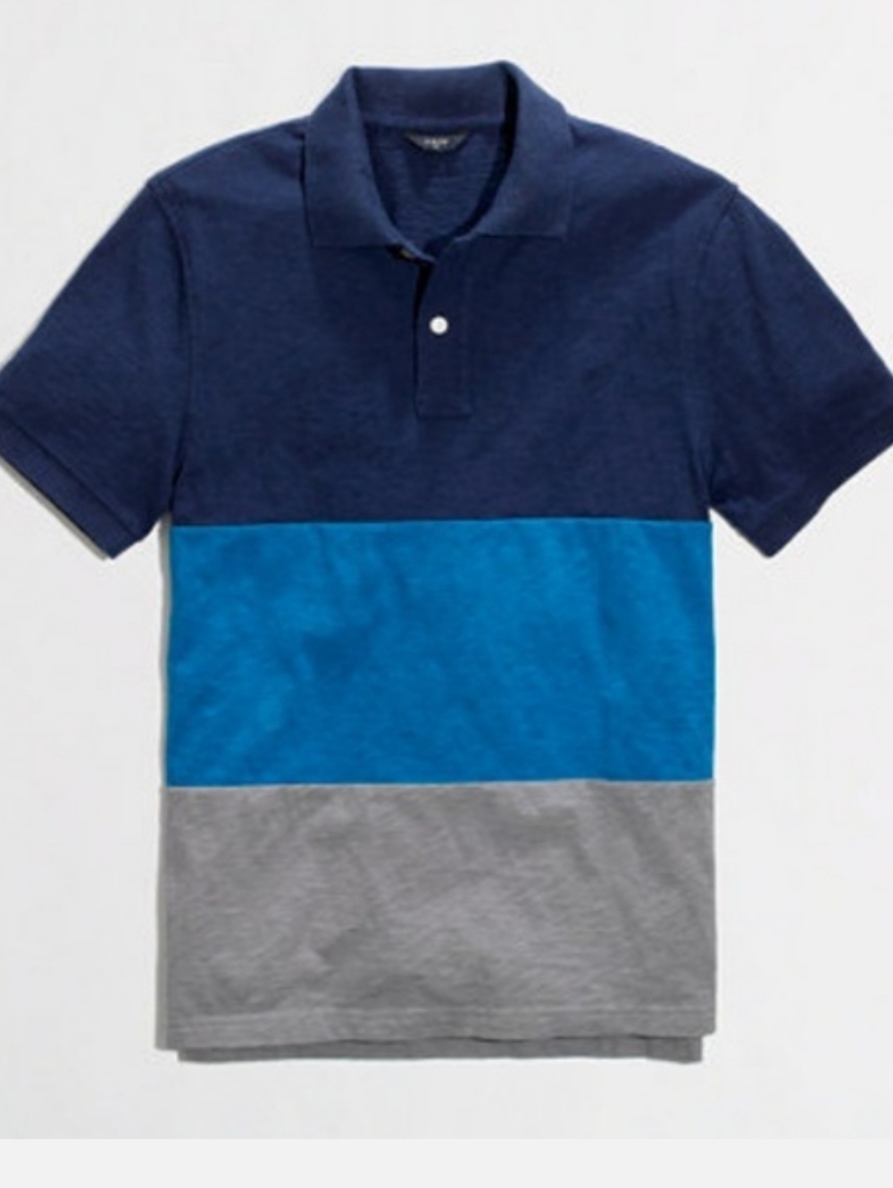 MEN'S BLUE AND GREY COLOR BLOCK J. CREW  COLLARED "SLUB POLO" SHIRT SZ LARGE $50